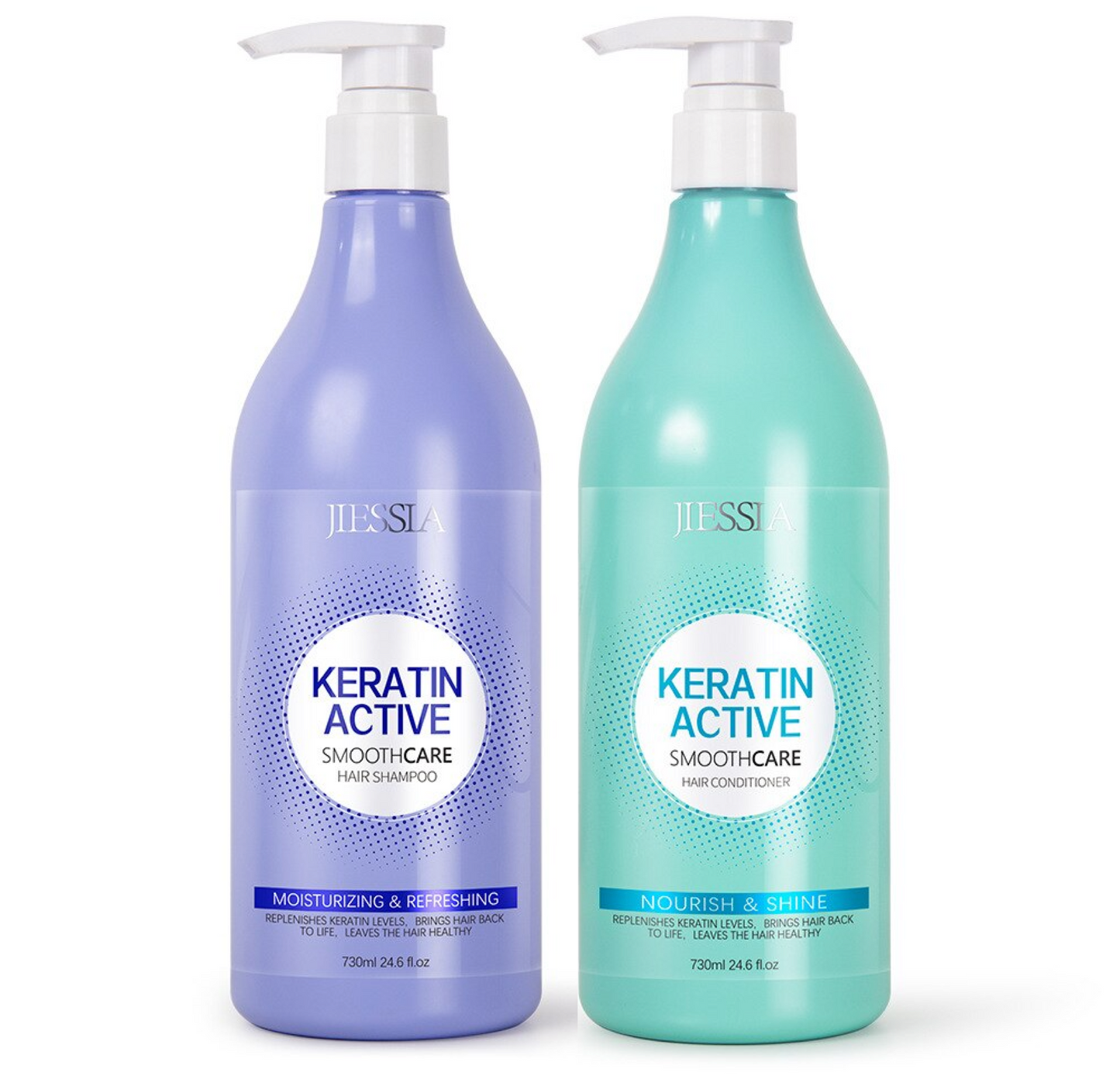 Jiessia Keratin Active Smooth Care Shampoo & Conditioner 730ml Duo