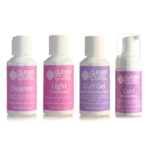 Clever Curl Cleanser & Light Conditioner 100ml + Wonderfoam, Humid Gel 100ml (4pc)