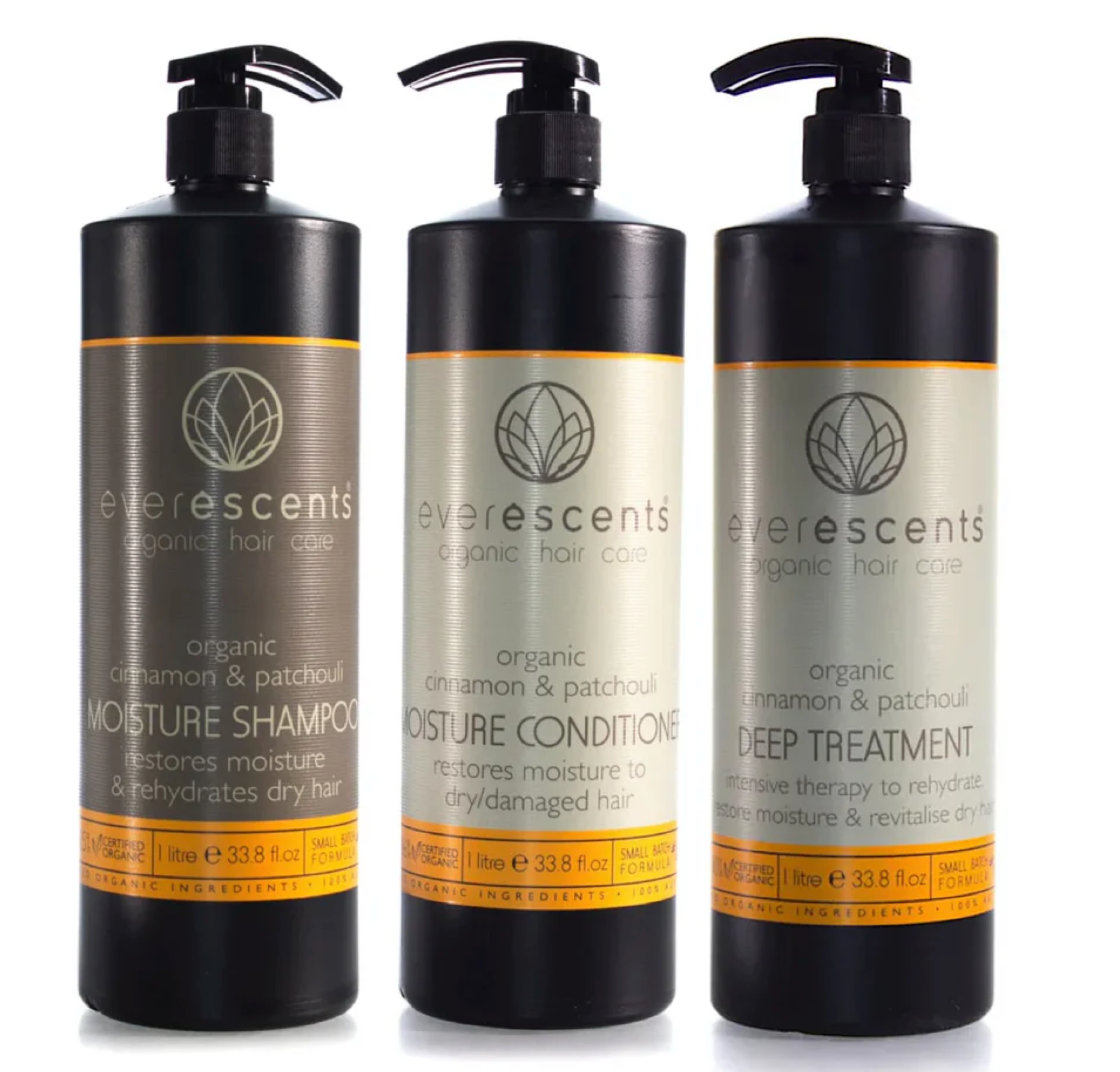 Everescents Organic Moisture Shampoo and Conditioner 1000ml + Treatment (3pc)