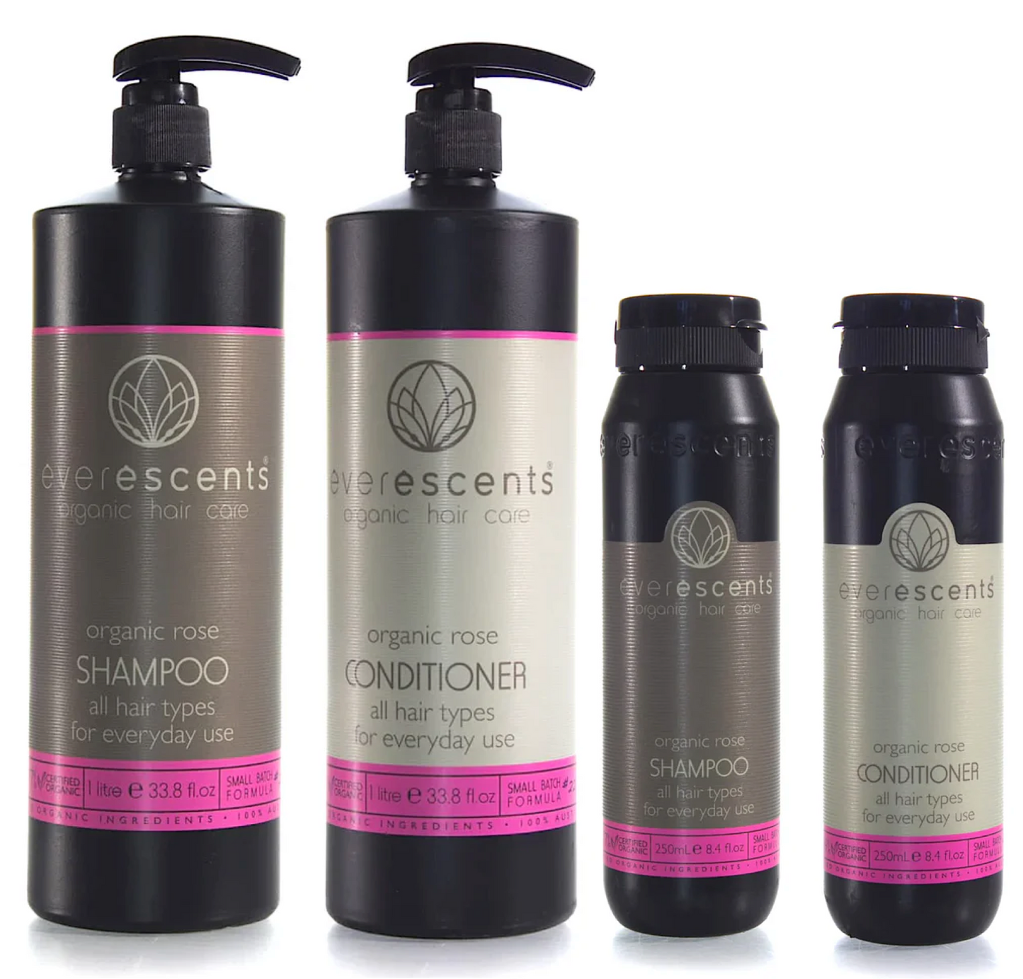 Everescents Organic Rose Hair Growth Shampoo and Conditioner 1000ml + Duo (4pc)