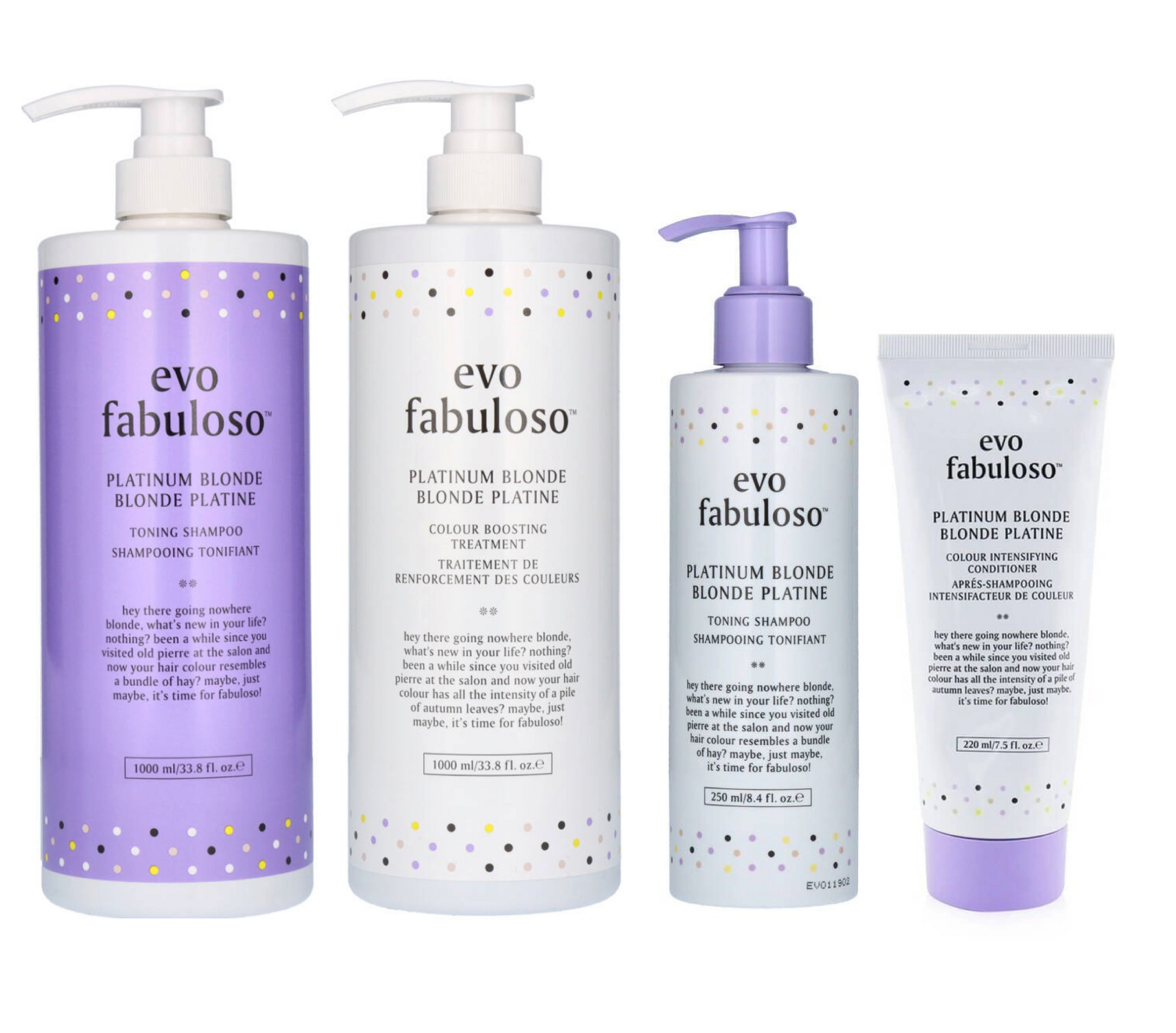 Evo Fabuloso Platinum Blonde Toning Shampoo & Treatment 1000ml + Duo