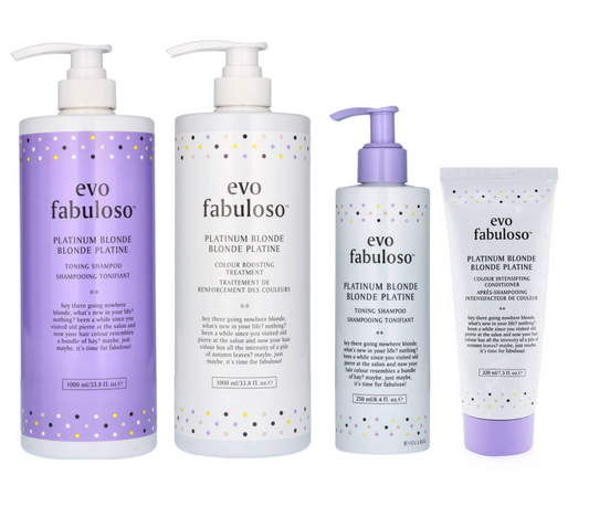 Evo Fabuloso Platinum Blonde Toning Shampoo & Treatment 1000ml + Duo