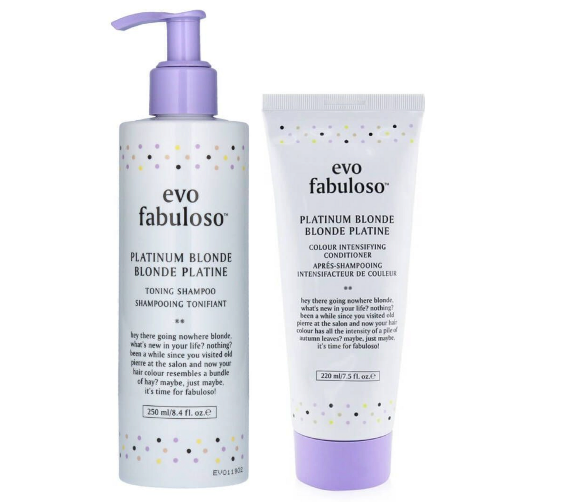 Evo Fabuloso Platinum Blonde Toning Shampoo and Treatment 220ml