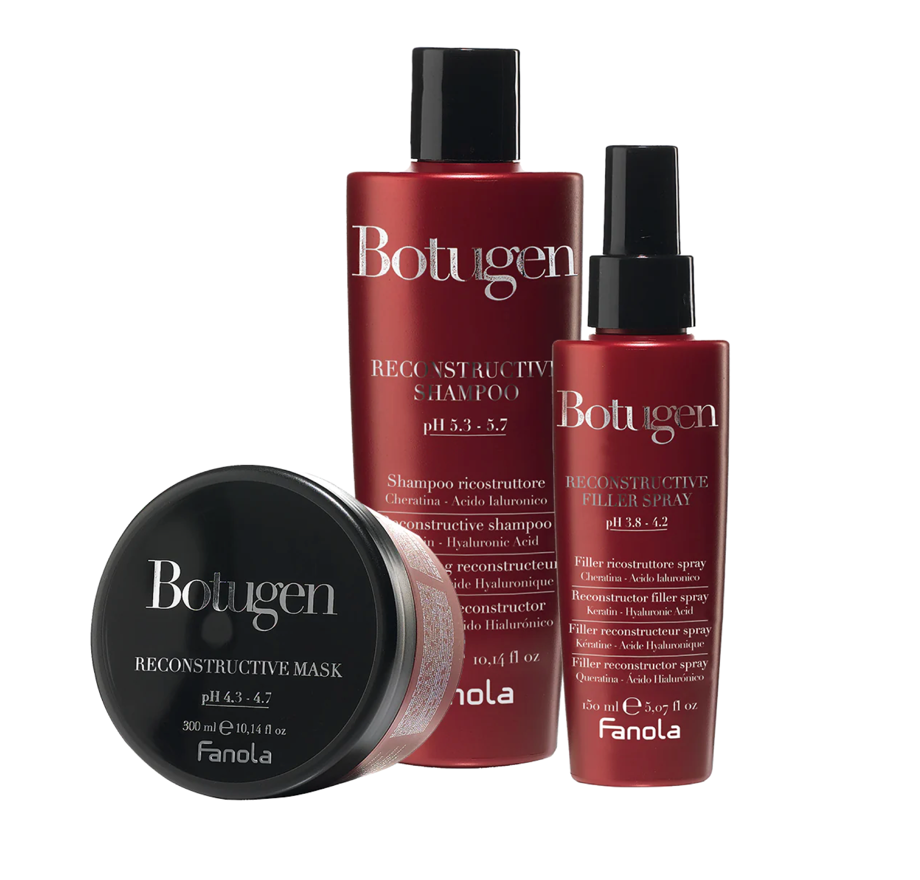 Fanola Botugen Reconstructive Keratin Shampoo and Mask 300ml + Filler Spray (3pc)