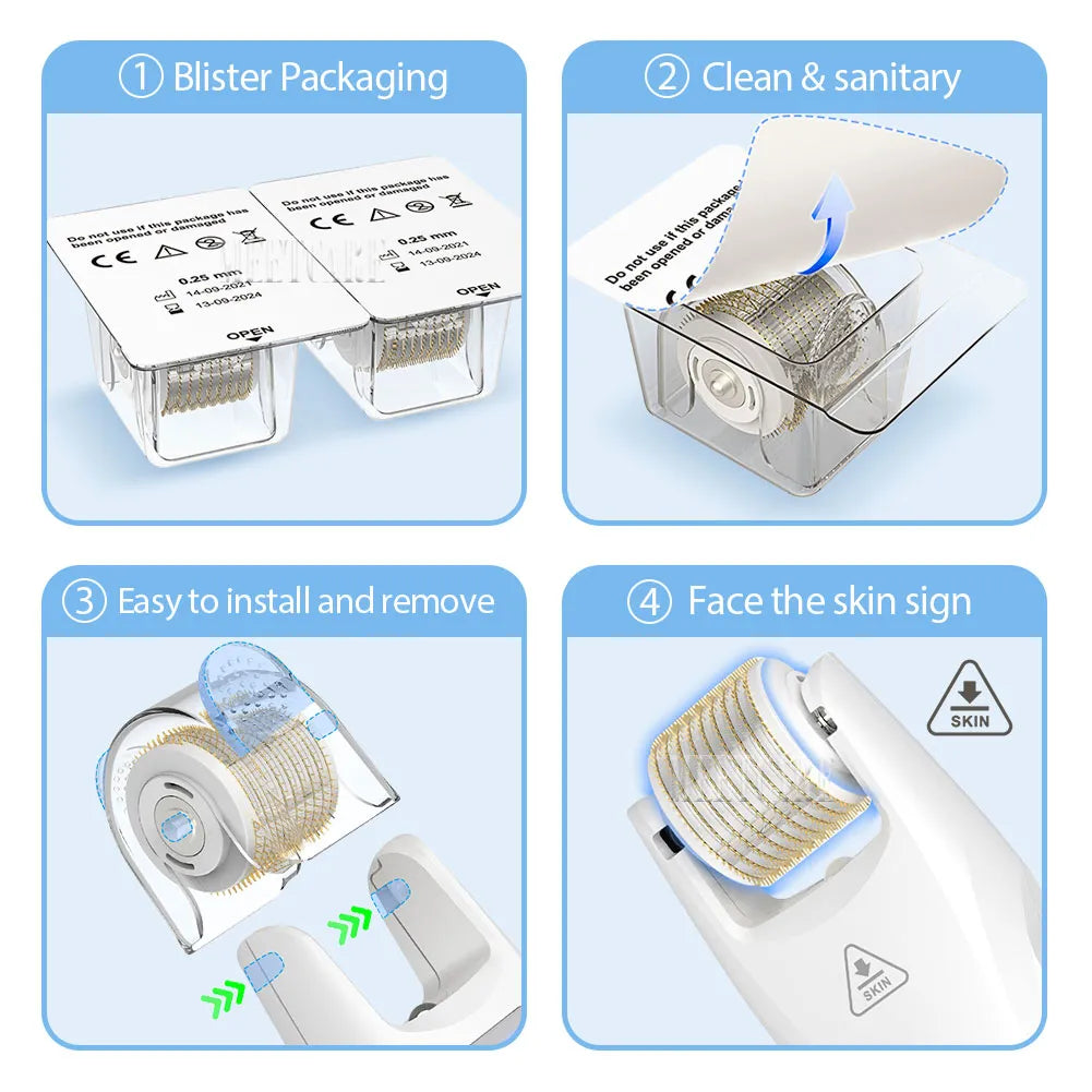 Hair Growth Derma Roller EMS Microneedling for Hair and Skin