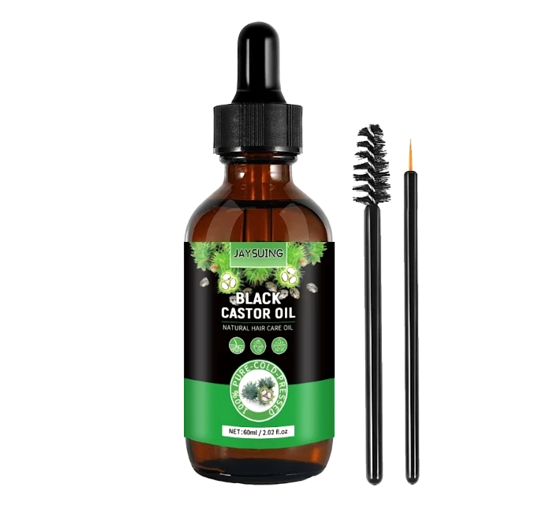 Jaysuing Organic Black Castor Oil Hair and Eyelash Growth 60ml ...