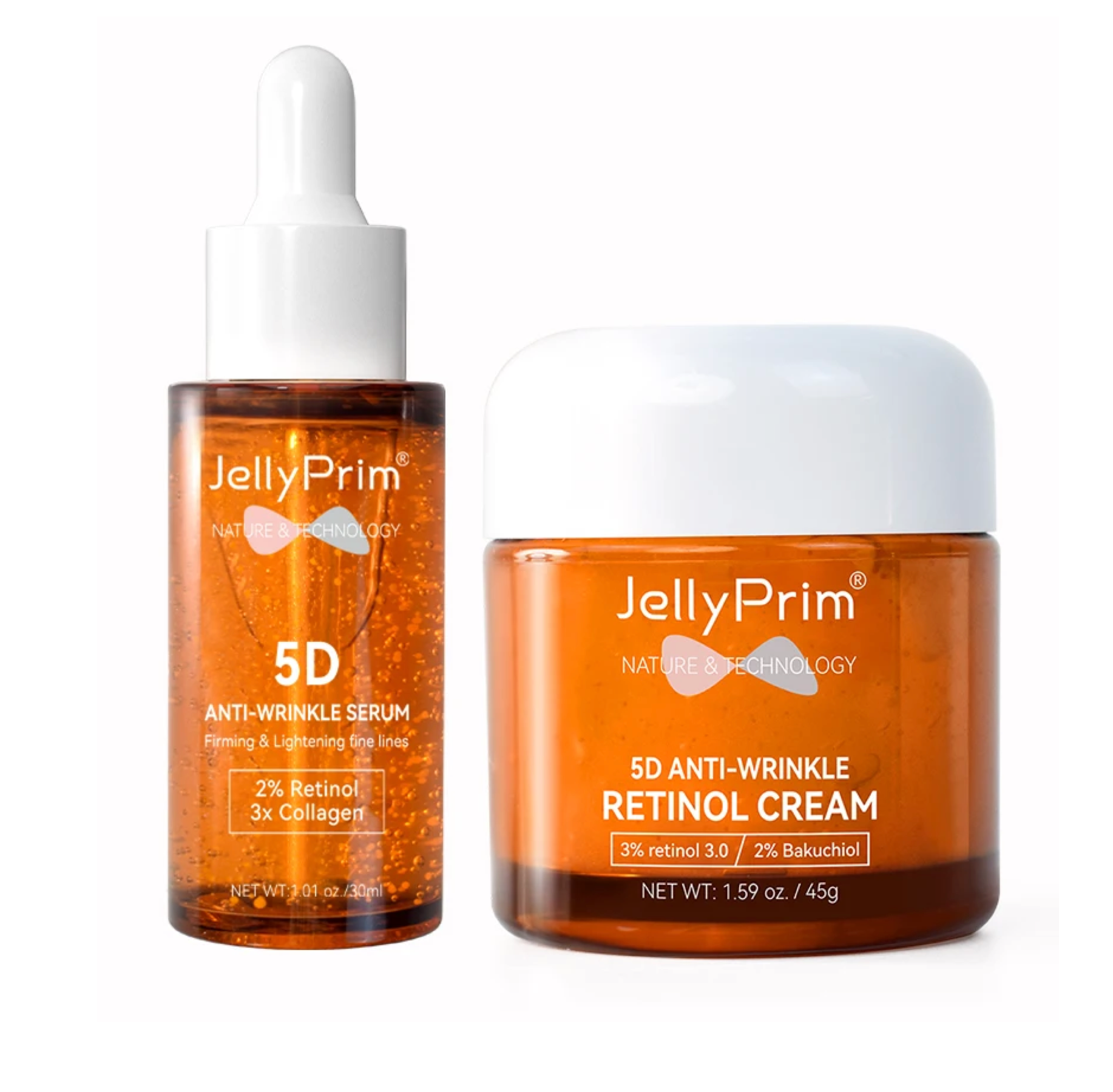 Jelly Prim 5D Anti Wrinkle Retinol Cream and 5D Retinol Serum Duo ...