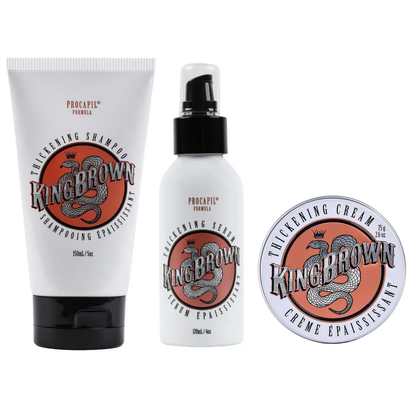 King Brown Thickening Shampoo and Serum + Thickening Cream Trio