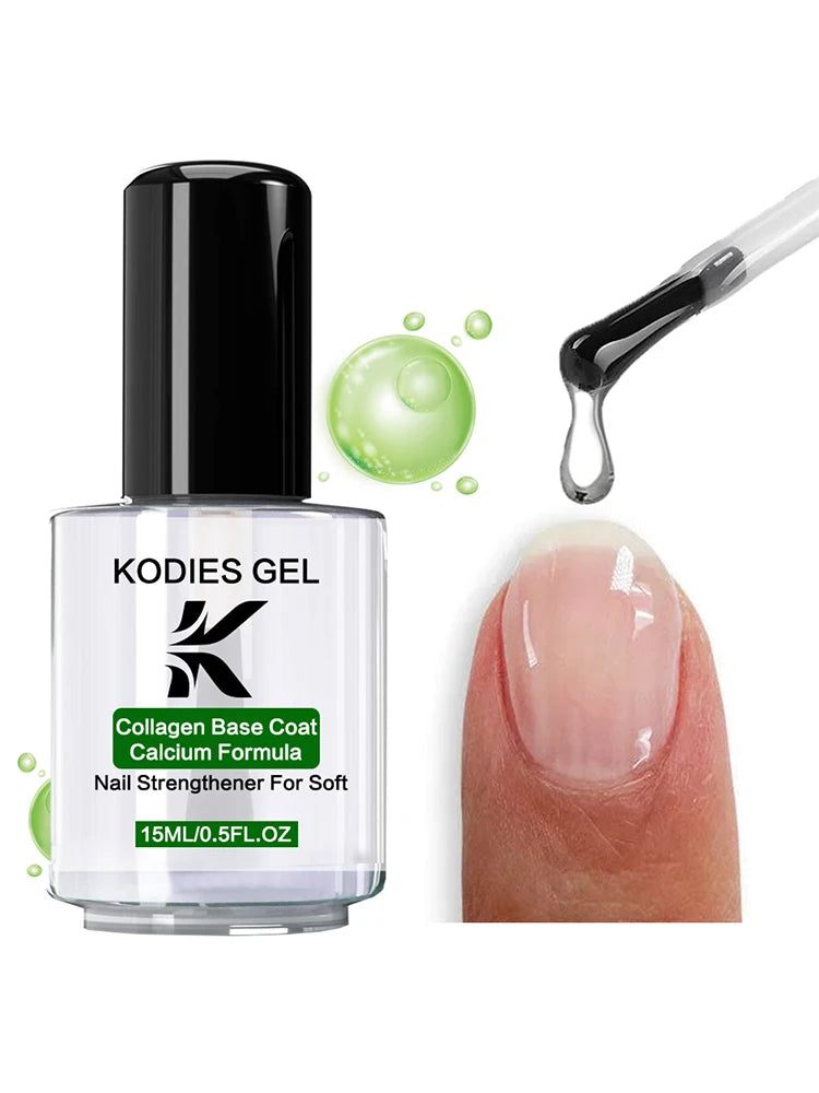 Kodies Nail Gel Collagen Base Coat Calcium Formula Nail Strengthener 15ml