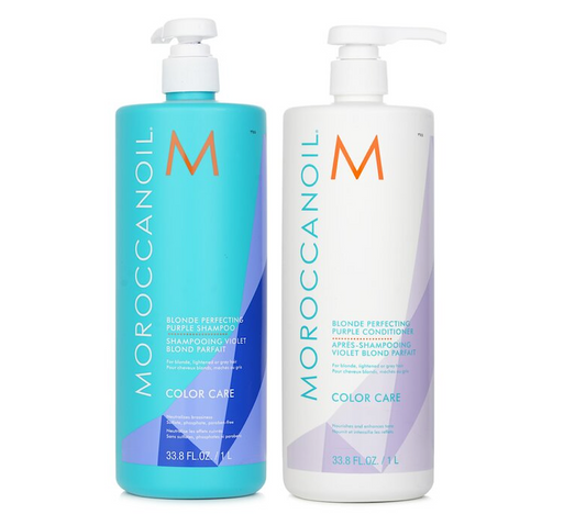 Moroccanoil Blonde Perfecting Purple Shampoo and Conditioner 1000ml