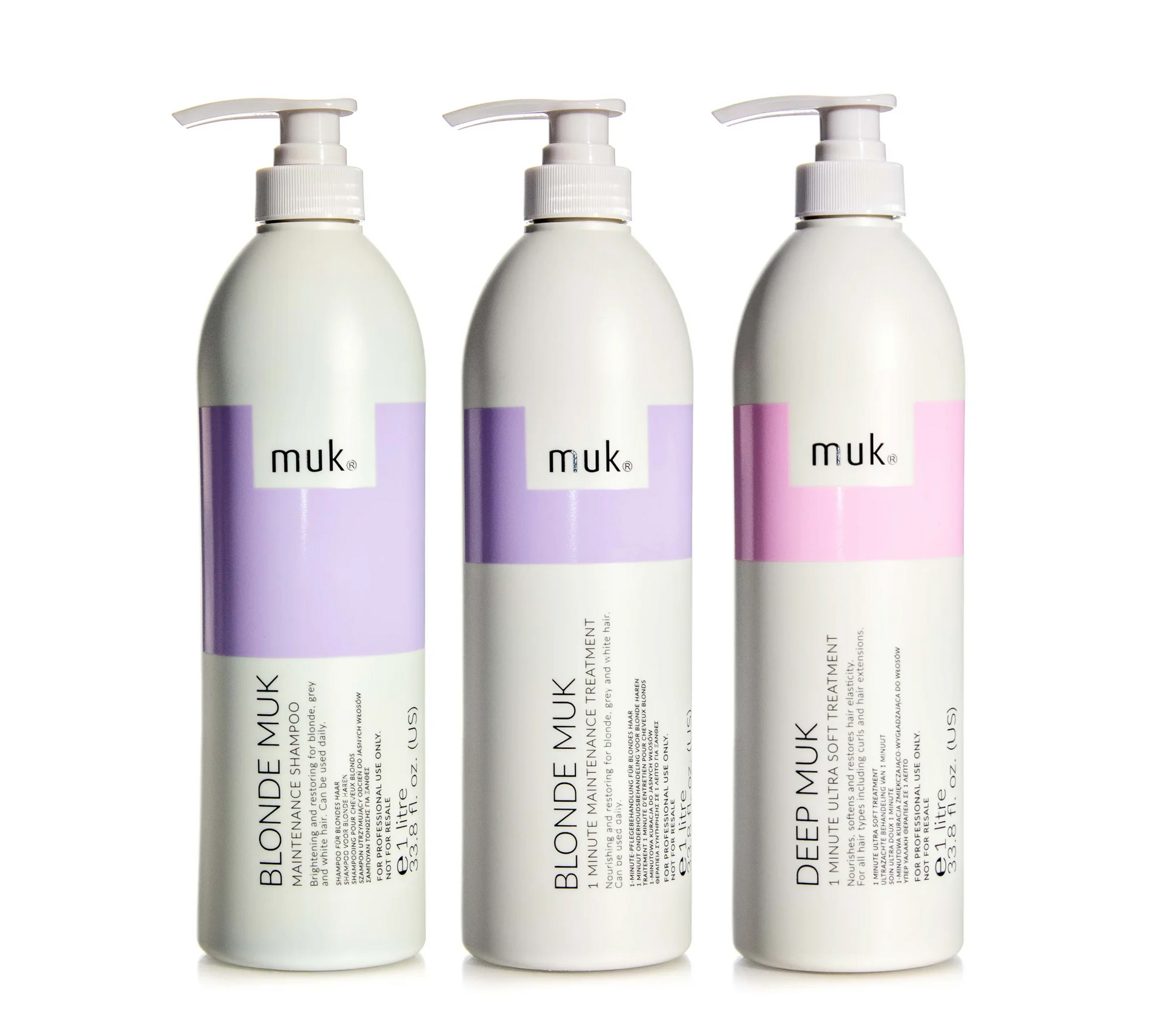 Muk Blonde Toning Shampoo & 1 Minute Maintenance Treatment 1000ml + Deep Treatment Trio