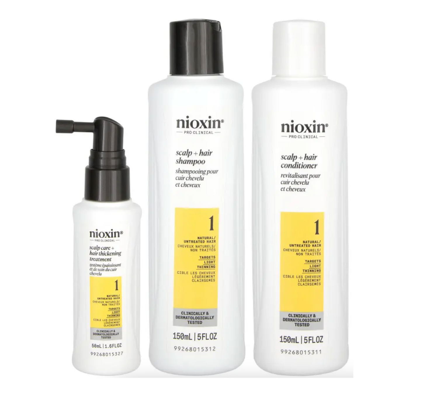 Nioxin Scalp & Hair System 1 Light Thinning Shampoo & Conditioner 150ml + Treatment (3pc) Trial