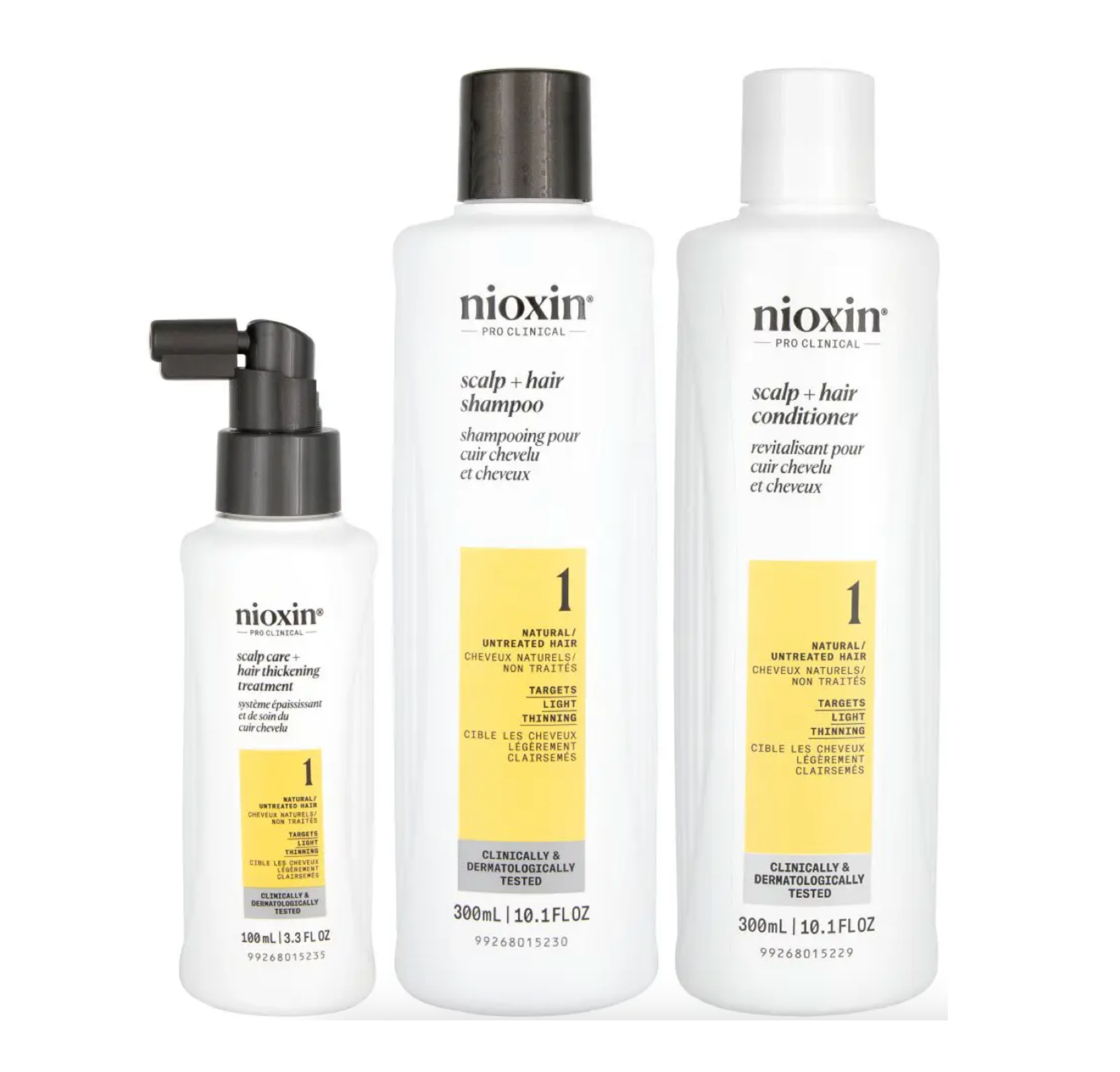 Nioxin Scalp & Hair System 1 Light Thinning Shampoo & Conditioner 300ml + Treatment (3pc)