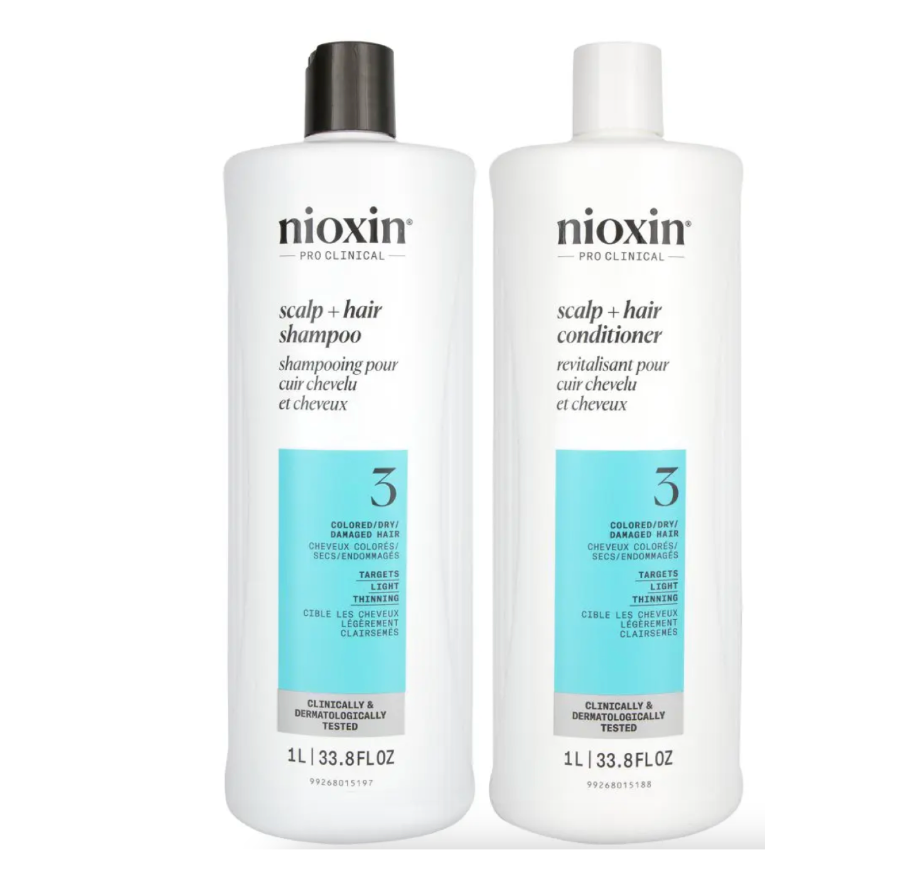 Nioxin Scalp & Hair System 3 Colored Dry Shampoo and Conditioner 1000ml