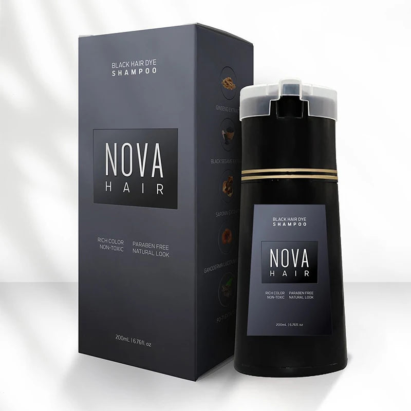 Nova Hair Black Hair Dye Shampoo 200ml 