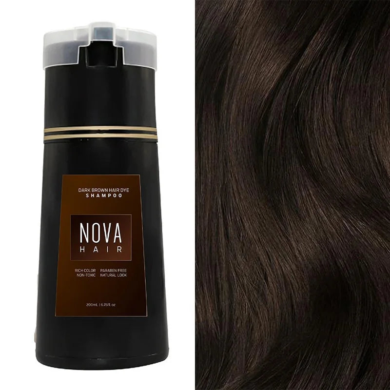 Nova Hair Dark Brown Hair Dye Shampoo 200ml 