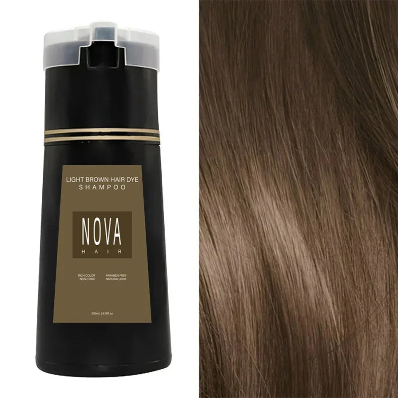 Nova Hair Light Brown Hair Dye Shampoo 200ml