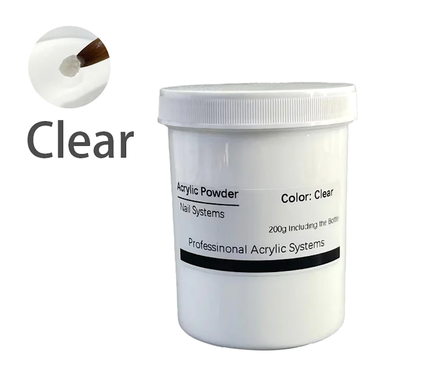 Professional Nails Acrylic Powder Nail Systems Clear 200g 