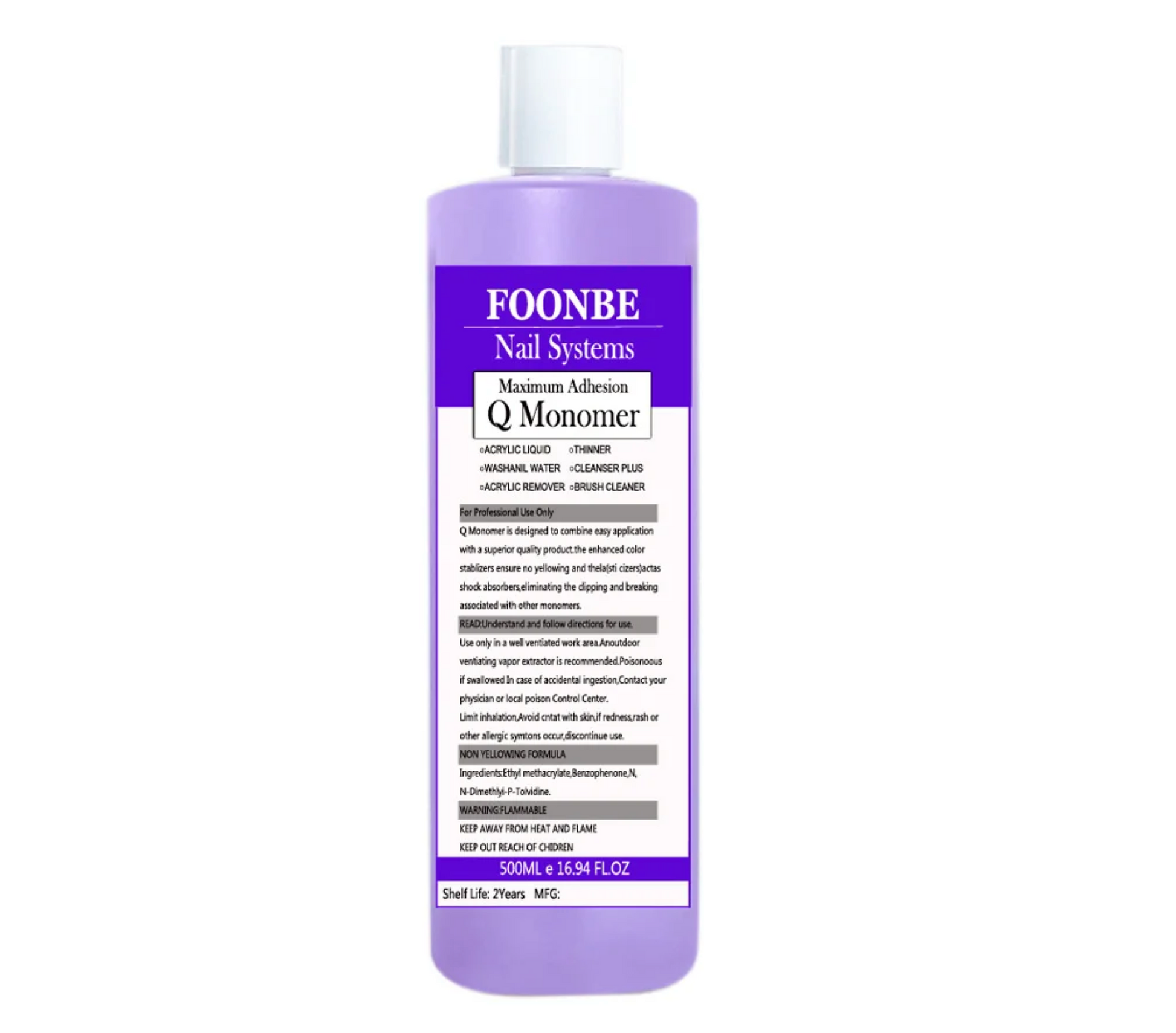 Professional Nails Monomer Acrylic Liquid Retention 500ml Purple