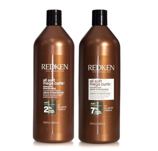 Redken All Soft Mega Curls Aloe Vera Shampoo and Conditioner 1000ml 