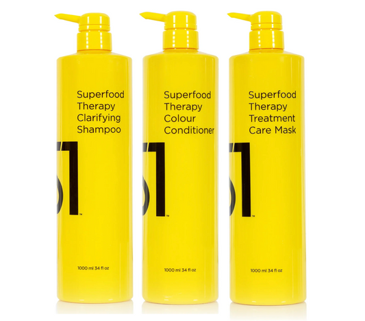 S1 Superfood Therapy Clarifying Shampoo & Coloured Conditioner 1000ml + Treatment Trio