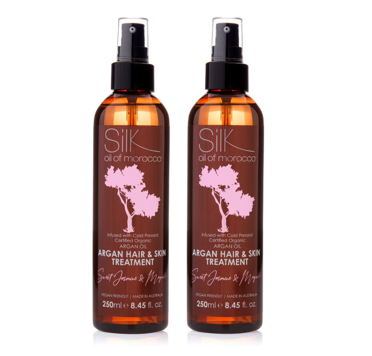 Silk Oil of Morocco Argan Hair & Skin Jasmine Magnolia Treatment 250ml (2pc) 