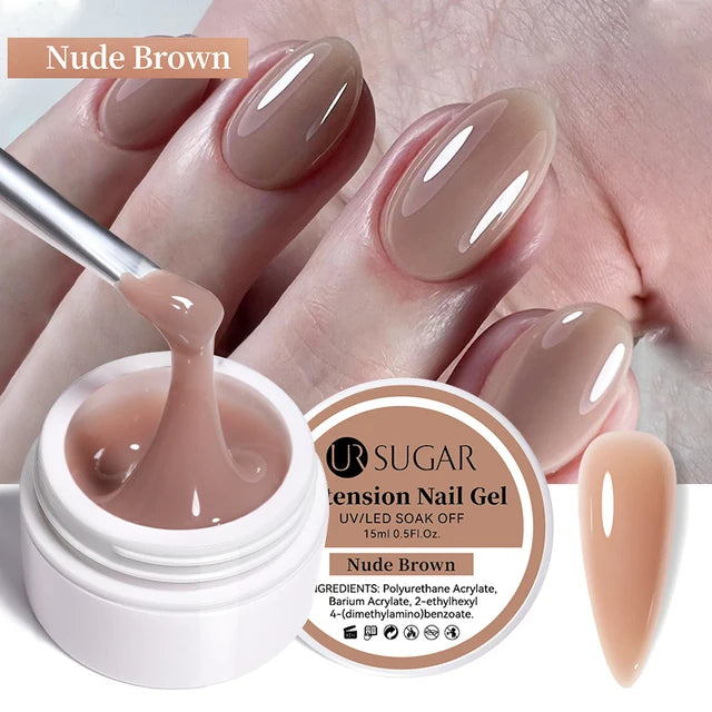 Ur Sugar Extension Nail Milky Color Gel Extension Nude Brown 15ml