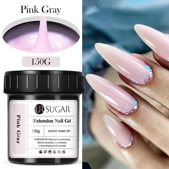 Ur Sugar Extension Nail Milky Color Gel Extension Pink Gray 150g 