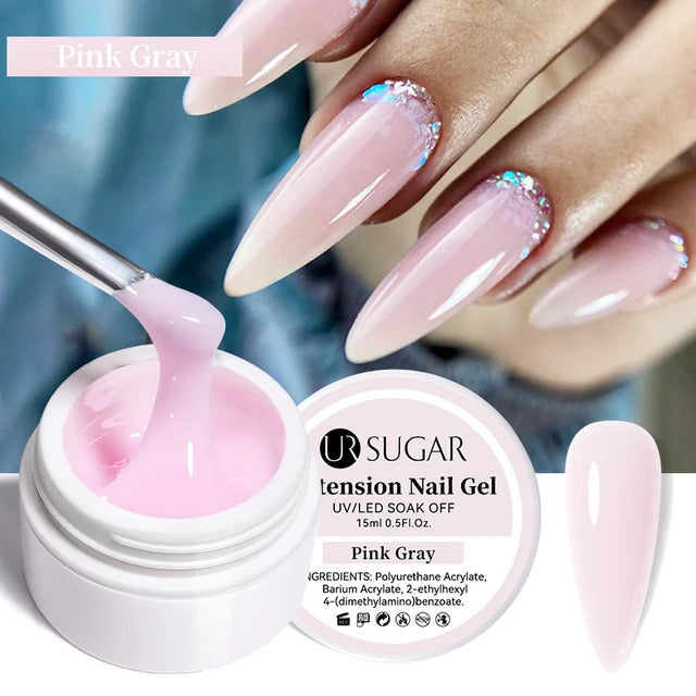 Ur Sugar Extension Nail Milky Color Gel Extension Pink Gray 15ml 