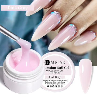 Ur Sugar Extension Nail Milky Color Gel Extension Pink Gray 15ml 