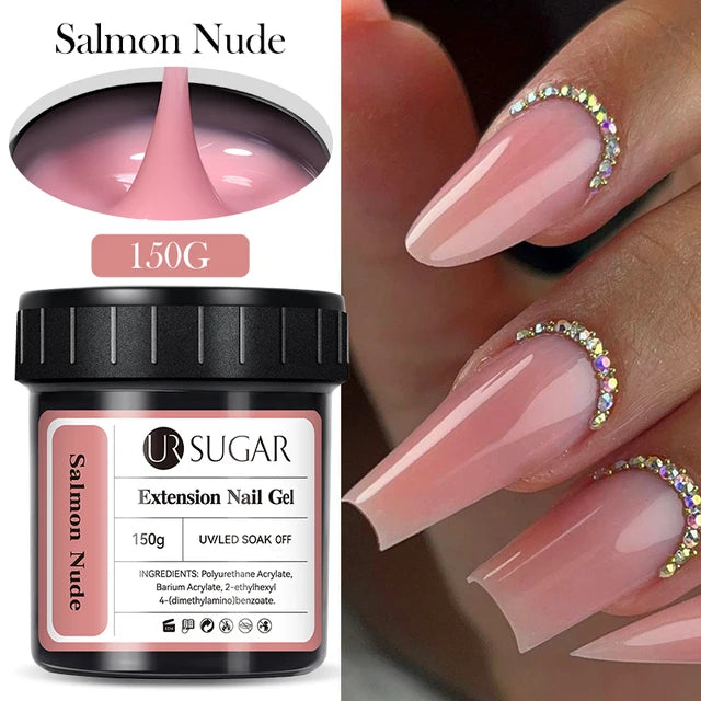 Ur Sugar Extension Nail Milky Color Gel Extension Salmon Nude 150g 