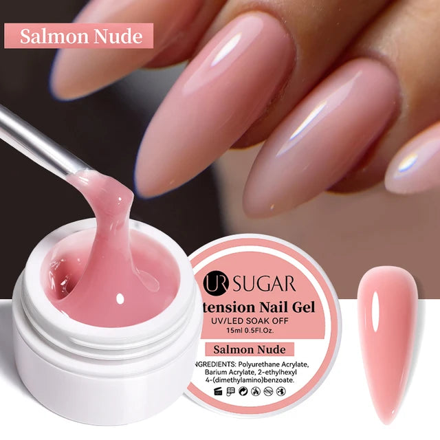 Ur Sugar Extension Nail Milky Color Gel Extension Salmon Nude 15ml 