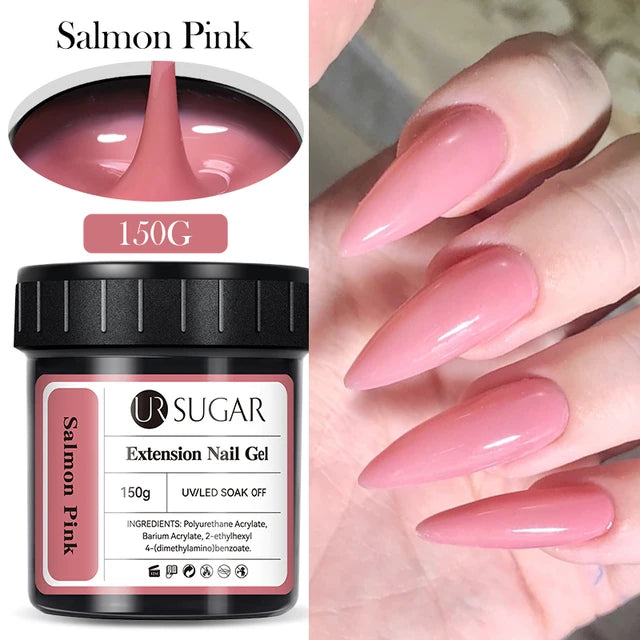 Ur Sugar Extension Nail Milky Color Gel Extension Salmon Pink 150g 