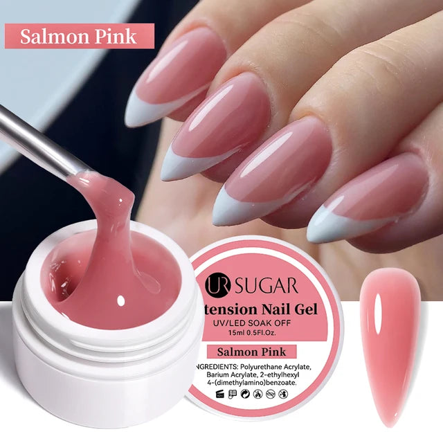 Ur Sugar Extension Nail Milky Color Gel Extension Salmon Pink 15ml 